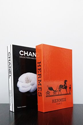 2li Dekoratif Kitap Kutu Görünümlü Siyah Gül & Turuncu Temalı