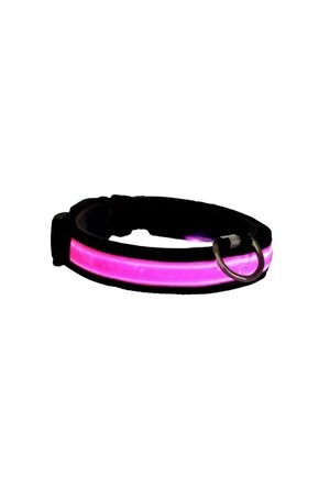 Işıklı Ayarlanabilir Flaşörlü Kedi ve Köpek Boyun Tasması Pembe 45-52 Cm  2.5 Cm