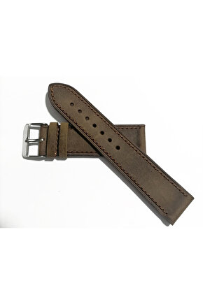 Fosil  &Her Saate  Uyumlu Kahverengi Dikişli   20  mm  grizi  deri