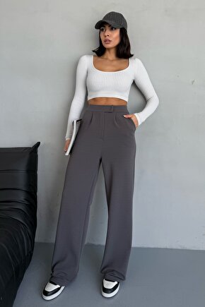 Cırtlı Ayarlanabilir Bel Likralı Palazzo Pantolon