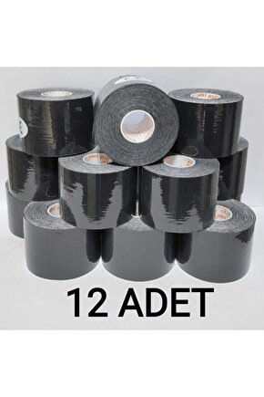 - Siyah Rengi Sporcu Ağrı Bandı 12li (pakette 12 Adet) Bia Tape Kinesio 5 cm X 5m