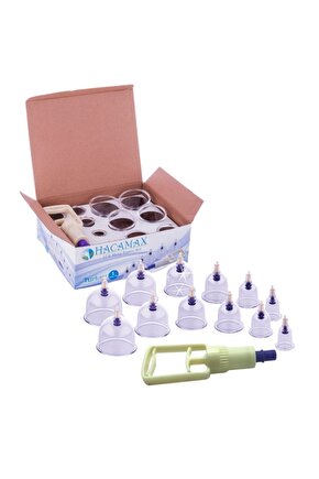 12li Hacamat Seti Kupa Çekme Vakumlu Masaj Seti Kupa Vakum Pompası