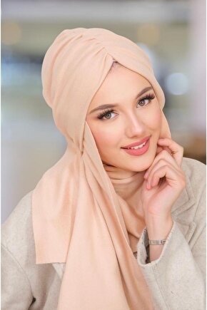 Somon Nude Serisi Kelebek Model Büzgülü Bone Şal