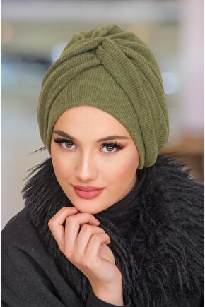 Haki Triko Burgu Detaylı Bone