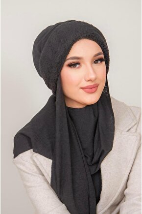 Siyah Kürklü Kelebek Bone Şal