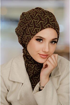 Kahve Desen Tesettür Bere Ve Etol Takım