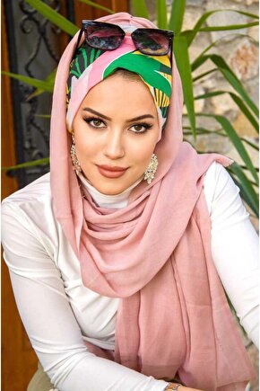 Pudra Desenli Bone Hazır Şal