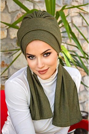 Haki Işıltılı Atkılı Bone