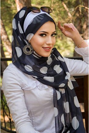 Siyah Puanlı Biritli Hazır Şal - 50200