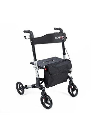 lüx yürüteç hafif 4 tekerli Alüminyum Tekerlekli Lüks Rolatör Frenli Oturaklı Yürüteç Katlanabilir