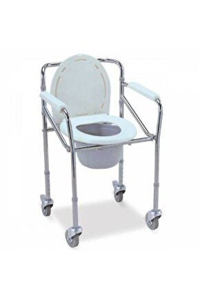 Tekerlekli Katlanır Seyyar Hasta Tuvaleti Sandalyeli Komot Klozet