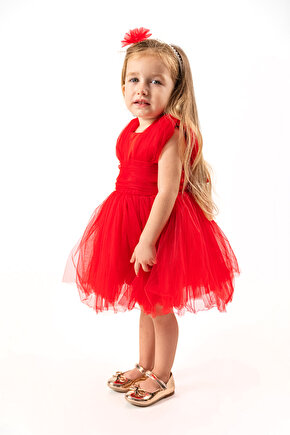 Kız Bebek Kız Çocuk Doğum Günü Parti Düğün Elbise Kolsuz Taçlı Fırfırlı Tüllü Tütülü Tütü Astarlı