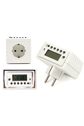 3680W, 16 Amper, Çok Kaliteli Dijital Göstergeli Zaman Ayarlı Akıllı Priz, Dijital Zaman Saatli Priz