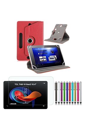TCL TAB 10 Gen2 10.4 Uyumlu Standlı Tablet Kılıfı + Kırılmaz Ekran Koruyucu+ Dokunmatik Kalem