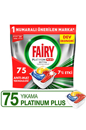 Platinum Plus Bulaşık Makinesi Deterjanı Kapsülütableti 75 Yıkama Limon Kokulu