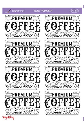 Coffee, Kaligrafik Yazı Desenli Sulu Transfer LNT-267 25x35