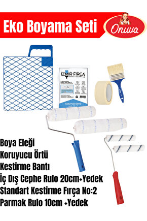 8 Parça Boyacı Seti | Rulo,fırça,bant,koruyucu örtü,boya ızgarası,parmak rulo,yedek rulo