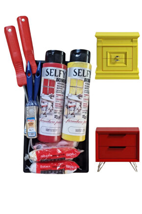 Selfy Decor Kendinden Vernikli Galatasaray Boyama Seti İtalyan Kırmızı Roma Sarısı