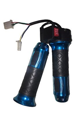 E-bike Gaz Kolu 875 Komple 3 Vites Aliminyum Elcikli Mavi