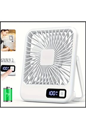 MASAÜSTÜ ŞARJLI FAN 5 HIZ KADEMELİ ULTRA İNCE LED GÖSTERGELİ VANTİLATÖR SERİNLETİCİ MİNİ KLİMA