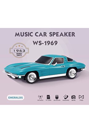 CHEVROLET NOSTALJİK ARABA BLUETOOTH SPEAKER ŞARJLI LED IŞIKLI KABLOSUZ HOPARLÖR FM SD KART USB