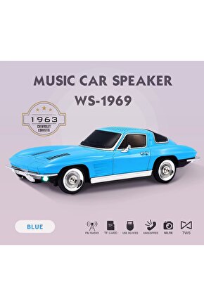 CHEVROLET NOSTALJİK ARABA BLUETOOTH SPEAKER ŞARJLI LED IŞIKLI KABLOSUZ HOPARLÖR FM SD KART USB