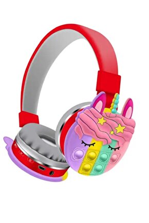 ÇOÇUKLAR İÇİN BLUETOOTH KULAKLIK KARİKATÜR POPİT SD KART GİRİŞLİ ŞARJLI KABLOSUZ KULAKLIK