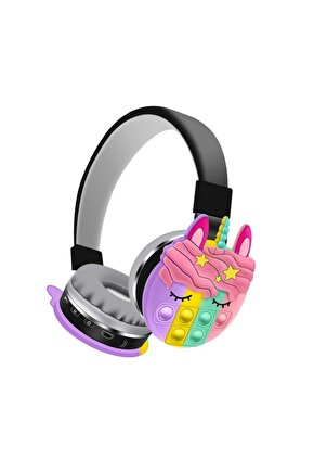 ÇOÇUKLAR İÇİN BLUETOOTH KULAKLIK KARİKATÜR POPİT SD KART GİRİŞLİ ŞARJLI KABLOSUZ KULAKLIK