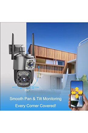 2+2MP GECE GÖRÜŞLÜ WİFİ İP KAMERA ALARM TELEFON UYGULAMASI SU GEÇİRMEZ GÜVENLİK KAMERASI