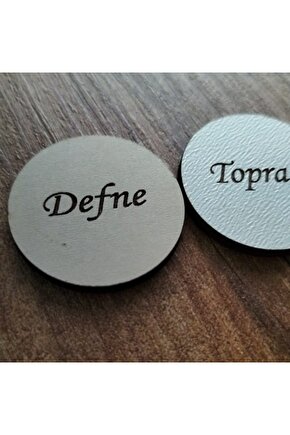 3x3 Cm Krem Ahşap Lazer Kesim Yuvarlak Etiket Isimlik 50 Adet