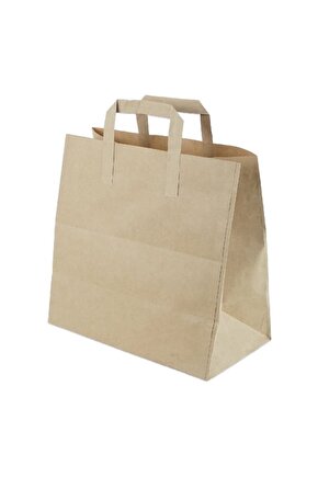 Kağıt Çanta, Kraft Kağıt, Düz Saplı, 29X15X29 cm 50 Adet