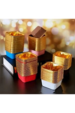 25’li Alüminyum folyo  içi gold yüksek ısıya dayanıklı kek kapsülü 4 cm yükseklik 7 cm genişlik
