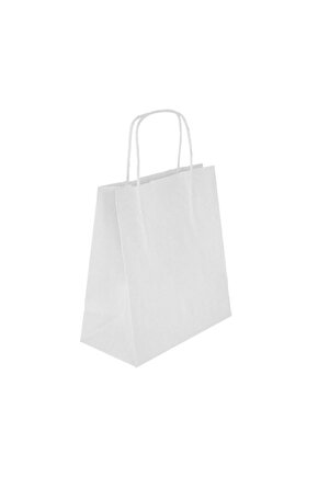 Beyaz Çanta 18x8x24 ( 10 Adet ) ( Kağıt Poşet Çanta )