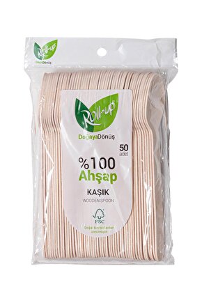 Doğaya Dönüş Ekolojik Doğal %100 Ahşap Kaşık - Kalınlık : 1.8 mm - 16 Cm. - 50li Paket