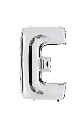 E Harflı Folyo Balon 100cm Gümüş Rengi