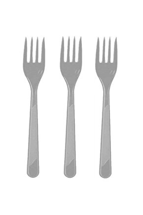 Gri Renk Plastik Çatal 25 Adet