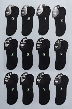 12 Li Siyah Erkek Bambu Dikişsiz Sneaker Babet Çorap