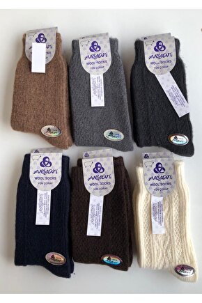 Erkek Yün Çorap 6 Adet A Aryün Yün Çorap Örgü Kışlık Çorap