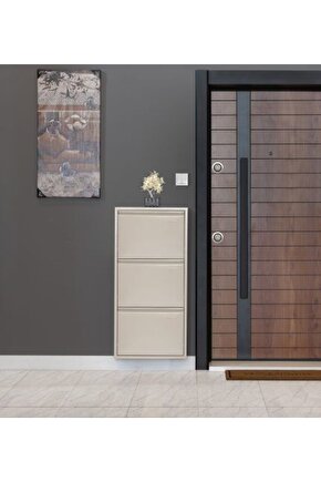 3’lü Metal Ayakkabılık (Krem) | Günlük Kullanım İçin İdeal