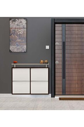 2+2 Metal Ayakkabılık (Kahve-Krem) | Günlük Kullanım İçin İdeal