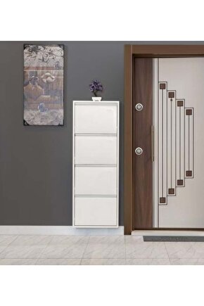 4’lü Metal Ayakkabılık (Beyaz) | Dar Alanlar İçin Akıllı Çözüm