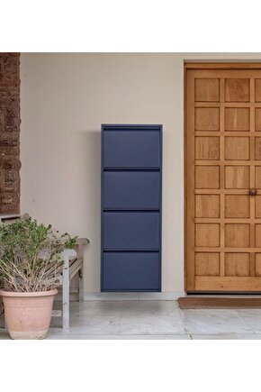 4’lü Metal Ayakkabılık (Antrasit) | Modern Tasarım ve Geniş İç Hacim