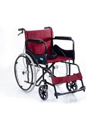 DM809 Bordo Kumaş Standart Transfer Refakatçı Frenli Tekerlekli Sandalye
