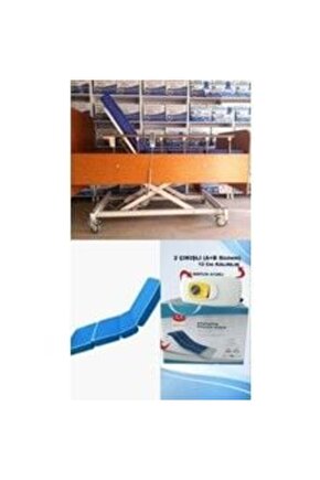 3 Motorlu Ahşap Hasta Karyolası +4 Parçalı Yatak + A+B Sistemli 12 Cm Boru Tipi Havalı Yatak Takım