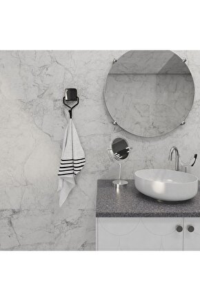Dekoratif Yapıştırmalı Banyo- Mutfak Metal Tekli Kancalı Askı Siyah Pratik Vidasız Montaj Dc-5052