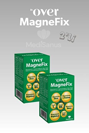 Magnefix Magnezyum L-treonat, Bisglisinat, Malat, Sitrat, Vit C, D3, B6 Içeren Gıda Takviyesi 2 Kutu