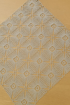 Fransız Dantel Detaylı Tek Kare Runner, Masa Üzerine Runner, Masa Örtüsü