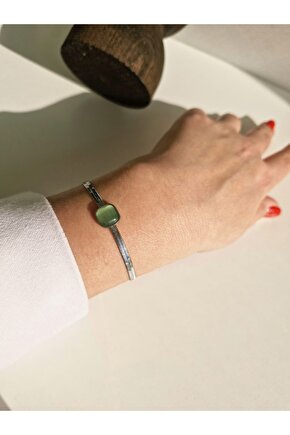 Premium Silver Yeşil Çelik Bileklik