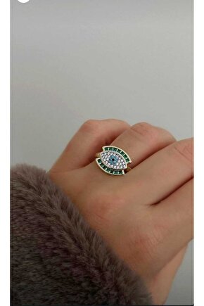 Göz Tasarım Zirkon Taşlı Parlak Yüzük