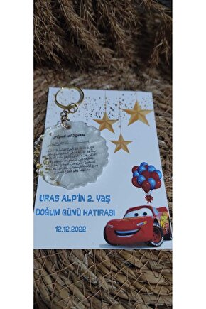 Epoksi Ayet-el Kürsi Baskı Anahtarlık 10 Adet Doğum Günü Hatırası Şimşek Mcqueen Tasarımlı